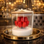 Kırmızı Lale Tasarımlı Cam Kavanoz - Doğal SoyaWax Mum