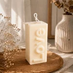 Love Yazılı - Doğal Soya Blok Dekoratif Mum