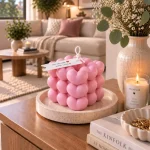 Kalp Küplü Bubble – Doğal Soya Blok Dekoratif Mum